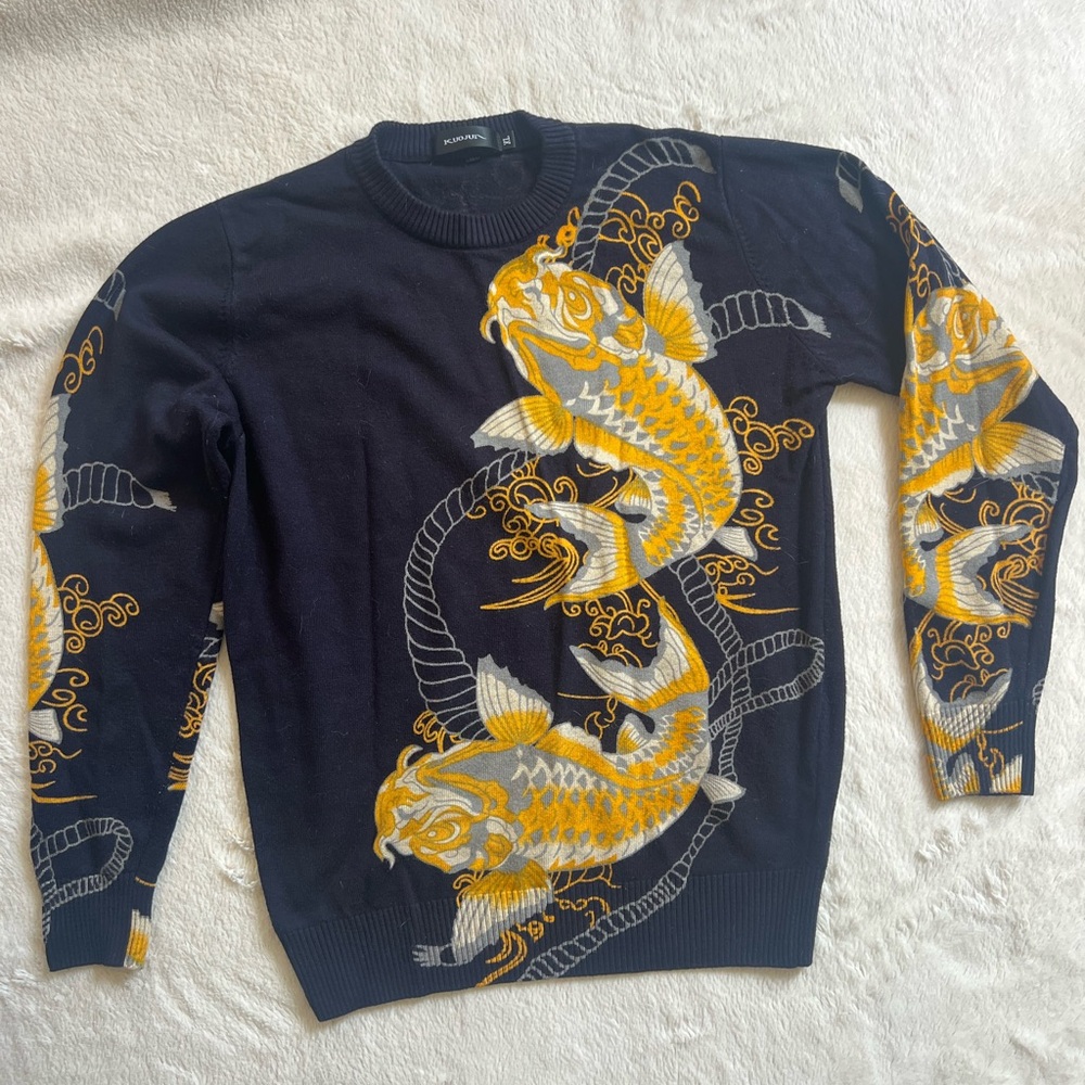 Black and Yellow Koi Fish Sweater
